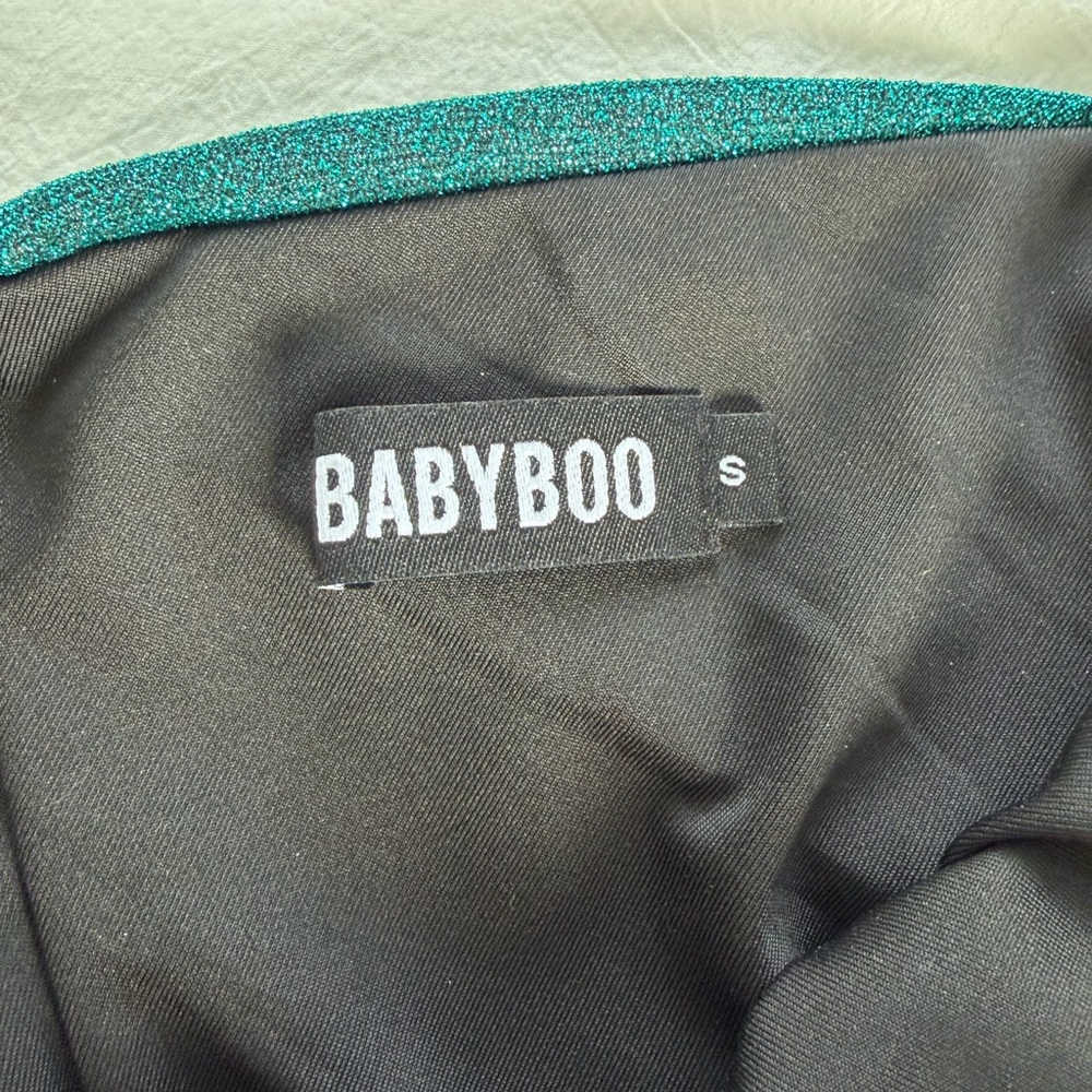 Babyboo Fashion Deep Teal Sparkle Plunge Mini Dress - Small - Picture 7 of 7